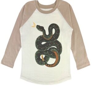 Tiny Whales RARE Raglan shirt with snake Size 8 100% cotton